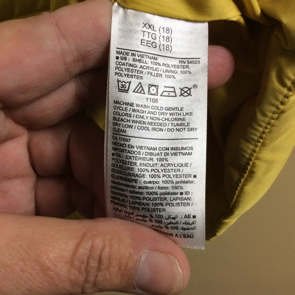 Old Navy, active mustard yellow XXL 18 puffer vest